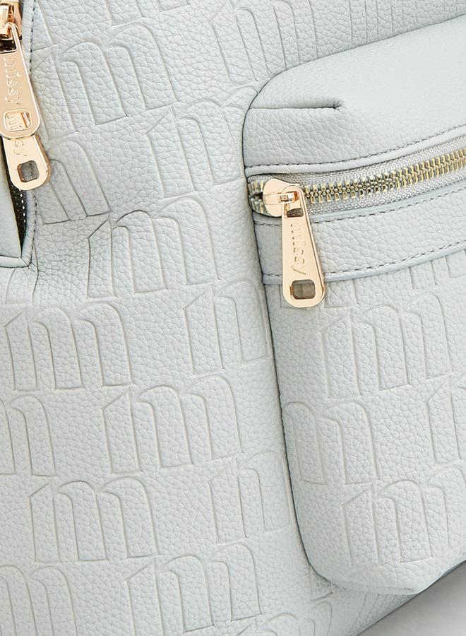 MISSY Monogram Embossed Backpack With Adjustable Straps And Zip Closure - 40X32X18 Cm - Image 3